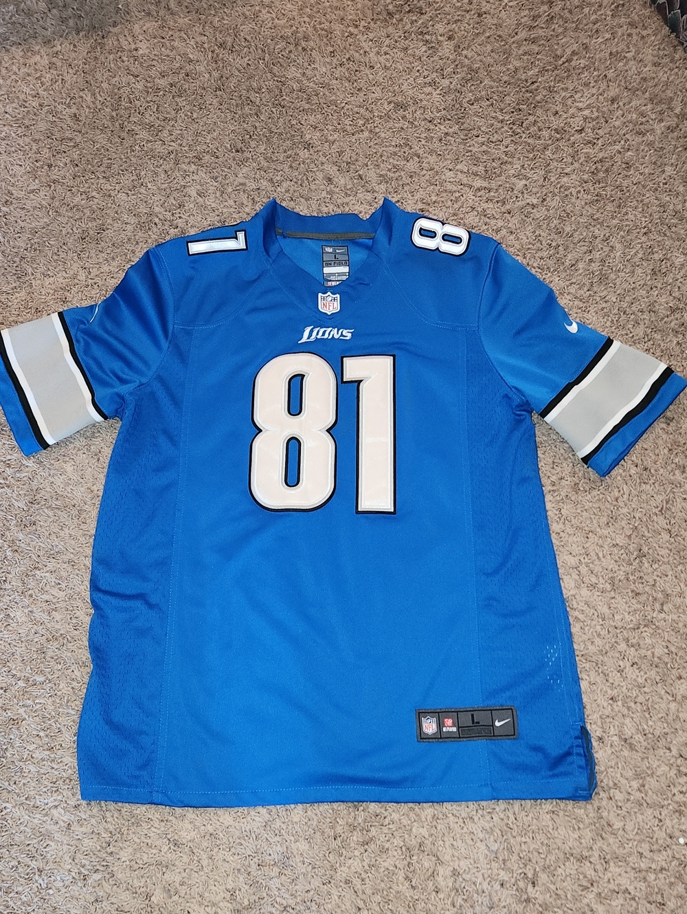 Nike Detroit Lions #81 Jersey Blue & White Large